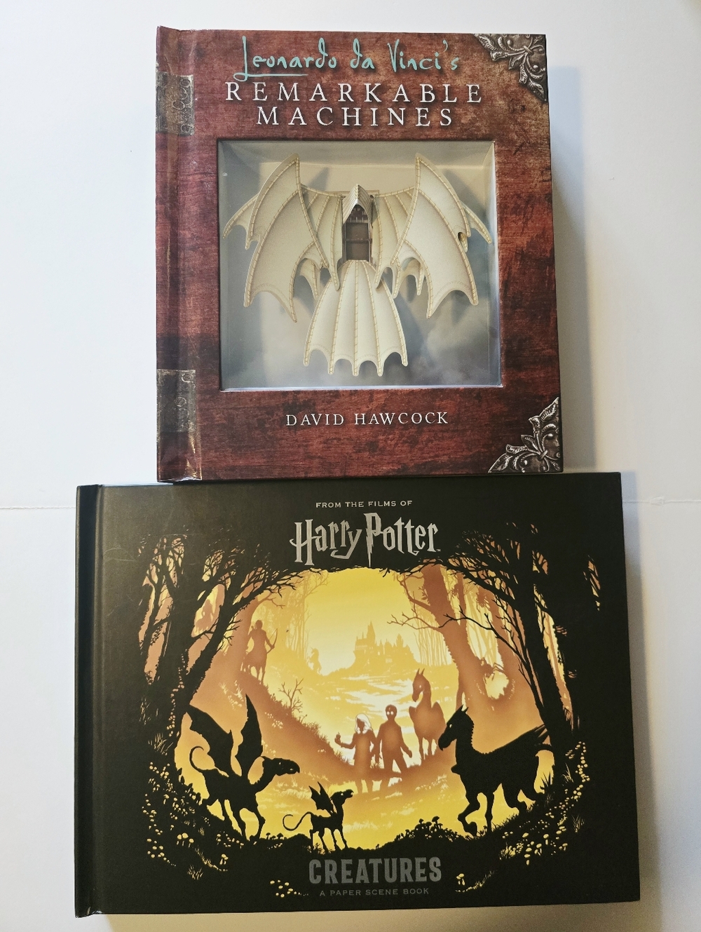 Two Popup Books Harry Potter Creatures and Leonardo Da Vinci Machines